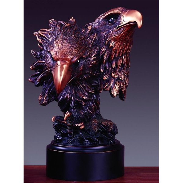 Marian Imports Marian Imports F15101 Two Eagle Heads Bronze Plated Resin Sculpture 15101